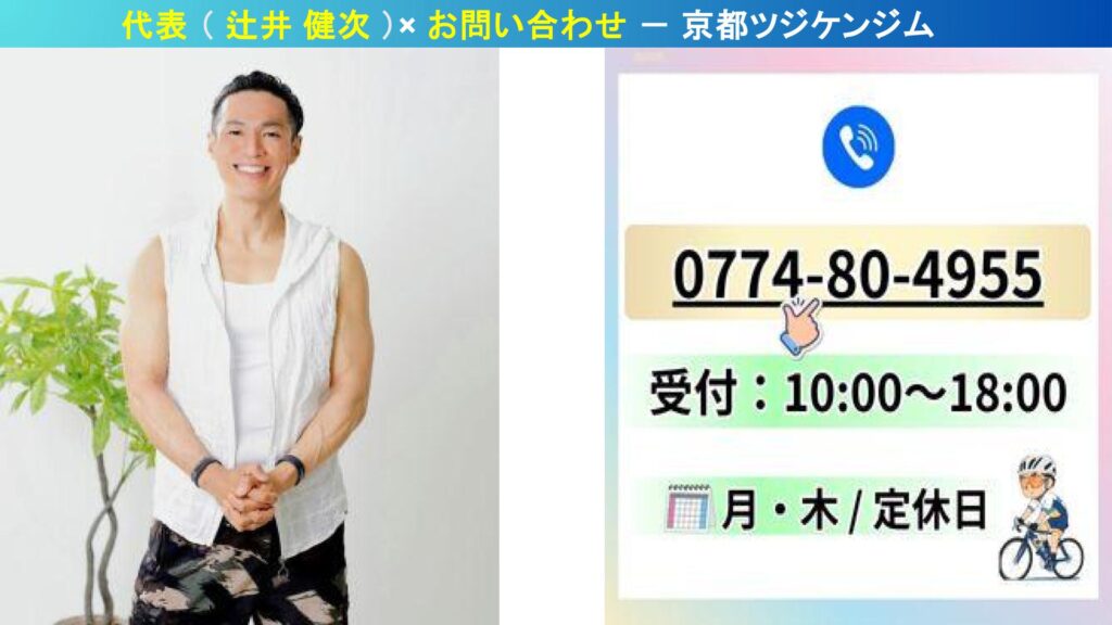 京都ツジケンジム 代表 辻井健次｜お問い合わせフォーム・営業時間案内（電話・Gメール対応）