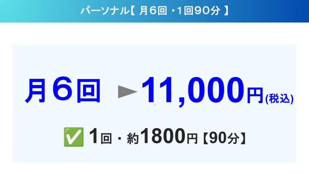 京都府宇治市のパーソナルジム「京都ツジケンジム」の料金プラン。月6回コース・月額11,000円の案内画像。
